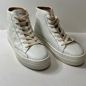 Soludos Sneaker Women’s White Leather Ibiza High Top Lace Up New in Box  Size 8